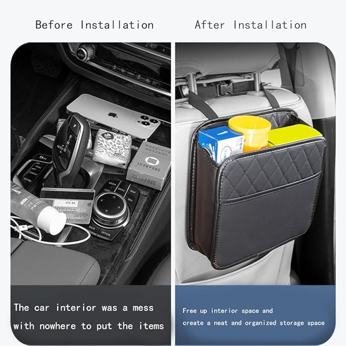 Car Seat Organizer for Mercedes-Benz GLE-Class 2016–2025 2026,Pu Leather Diamond Quilted Hanging Storage Bag,Front Passenger and Backseat Holder,Interior Accessories