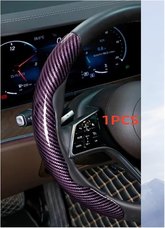 1/2PCS Laser Perforated Steering Wheel Cover, Microfiber Leather and Silicone Non-Slip Grip(1pcs Purple)