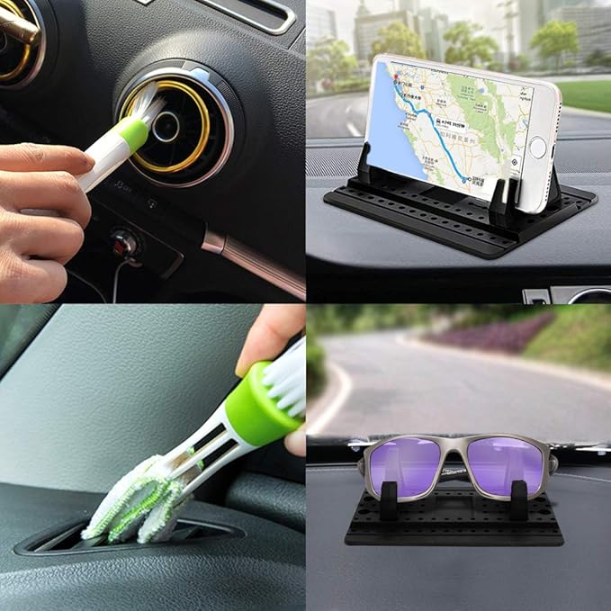 FineGood Phone Holder for Car with Air Vent Brush, Universal Silicone Car Cellphone Mount Antislip Vehicle Mobile Phone GPS Mounting Mat