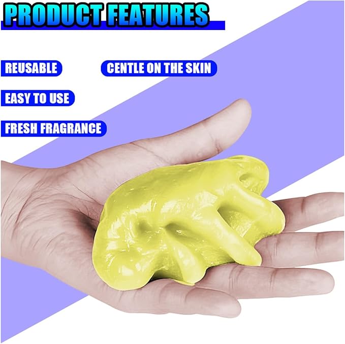 Car Cleaning Gel, No-Scratch Automotive Dust Cleaning Putty, Car Interior Cleaner Slime with Adsorption Capacity, Universal Vehicle Detailing Supplies for Most Cars (Yellow)