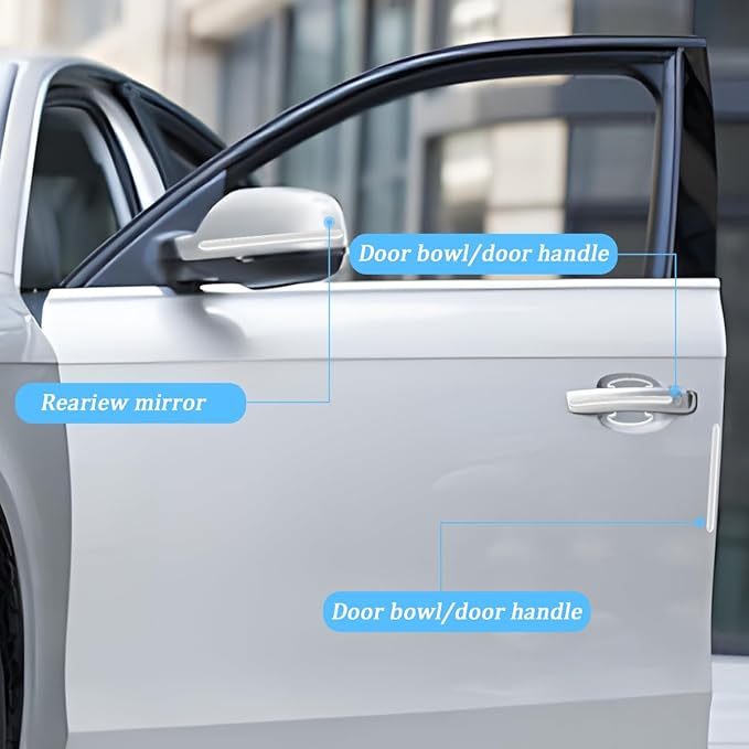 8PCS Car Door Handle Protector, Waterproof Anti-Scratch Transparent Bowl Door Side & Rear View Mirror Paint Protection Film, Automotive Trim Guard Invisible Stickers, Universal Fit