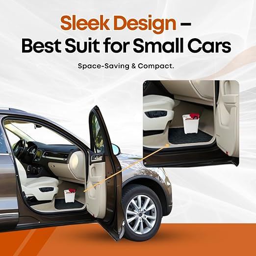 HAUSSIMPLE Car Trash Can Waterproof Vehicle Garbage Bin, Leakproof Anti Slip Floor Mat Clip Trash Bag Holder for Car, Truck, SUV, Van Portable Auto Trash Container with Stability Clips (White, Small)