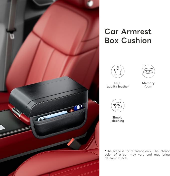 Civenhhd Car Armrest Pad, Universal Armrest Cushion Pad, Leather Armrest Box Pad