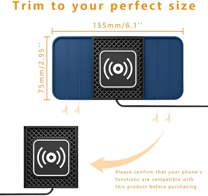 Wireless Charging Pad for Car for Kia Forte 2010-2024, DIY Trim-to-Fit Slim Non Slip Fast Charger Car Wireless Charging Pad 30CM Cable,B 30cm USB Plug Cable