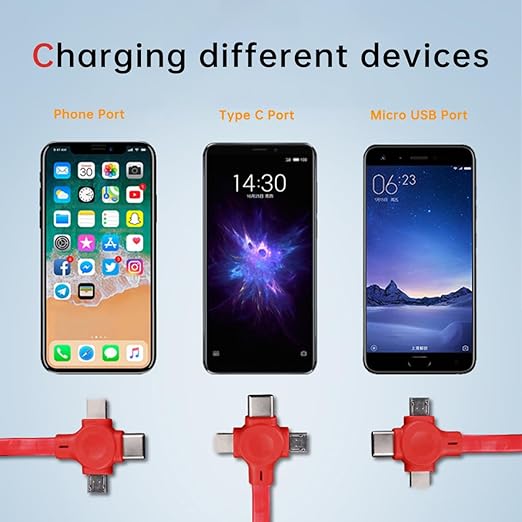 2 Pcs 3 in 1 Retractable Multi Fast Chargers Cable(1M) with USB C/Micro USB/L and Phone Stand, Compatible with iPhone 17/16/15/14/13/12/11/10/9/8/Android/Tablet