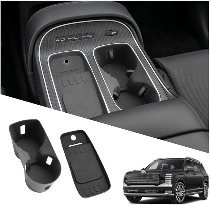 Ruiya (2Packs) 2026 Palisade Center Console Cup for Hyundai Palisade 2026 Accessories Wireless Silicone Mat & Cup Holder Inserts Compatible with 2026 Hyundai Palisade SEL/Limited/Calligraphy