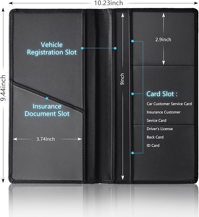 Annloysky Leather Car Registration and Insurance Cards Holder Compatible with Chevy Camaro RS Cars, Vehicle Glove Box Car Organizer with Magnetic Shut, Documents License for Camaro RS Owners