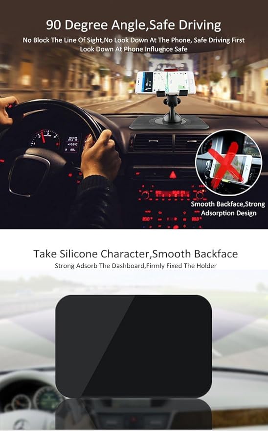 Car Dashboard Non Slip Mat ，Rubber Dash Board Non Stick Mount Holder Mat ，Slim Portable Dashboard Ultra Thin ，Compatible with iPhone, Samsung, Android Smart GPS Garmin Navman