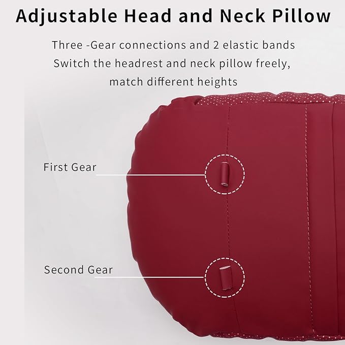 2 Pcs Car Headrest Neck Pillow for Driving,Premium Skin-Feeling Napa Leather Soft and Comfortable Headrest,Two Gears of Height Adjustment Car Seat Headrest Pillow Car Interior Accessories
