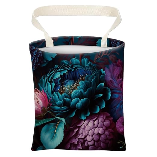 ABUIFDK Car Trash Can, Cute Car Trash Bag, Hanging Car Organizer and Storage Bag, Trash Bin for Car Accessories, Vehicle, Travelling, Camping Cute Beautiful Flowers