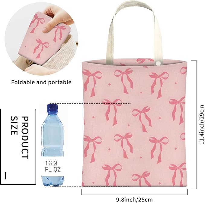 AXZOPDE Cute Car Trash Can, Hanging Canvas Car Back Seat Organizer and Storage Bag, Funny Car Trash Bag for Travelling, Outdoor Cute Pink Bow Star