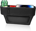 Car Seat Gap Filler Organizer, Auto Leather Seat Organizer with Adjustable Cup Holder, Multifunctional Side Insert Center Console Storage Box for Phone Drink Sunglasses (Black)