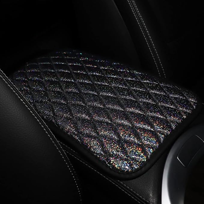 Universal Armrest Cover 32 * 19cm Car Center Console Armrest Cushion Center Armrest Pad Bling Glitter Car Armrest Protection Car Center Console Pad for SUV/Truck/Vehicle Armrest Mat