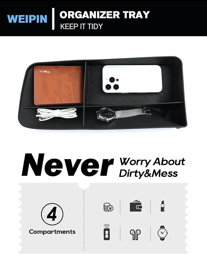 WEIPIN for Center Console Screen Organizer Tray TPE Materials Compatible with 2024-2026 L EXUS TX350/TX350h/TX450h+/TX500h