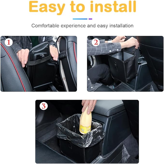 Foldable Car Trash Bin, Oxford Cloth Hanging Garbage Bag Organizer, 1.85 Gallon Capacity, Leak-Proof Waterproof Auto Storage Container, Interior Accessories