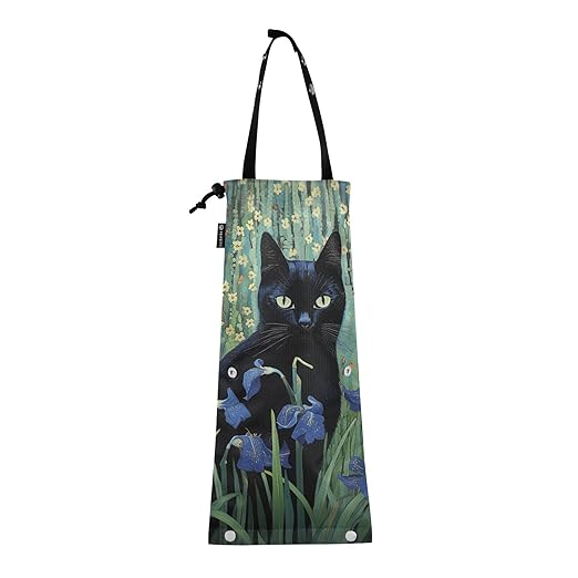 ALAZA Hanging Car Trash Bags Garbage Bag Trash Can for Back Seat Small Black Cat Iris Washable Storage Bag Retractable 2 Pack