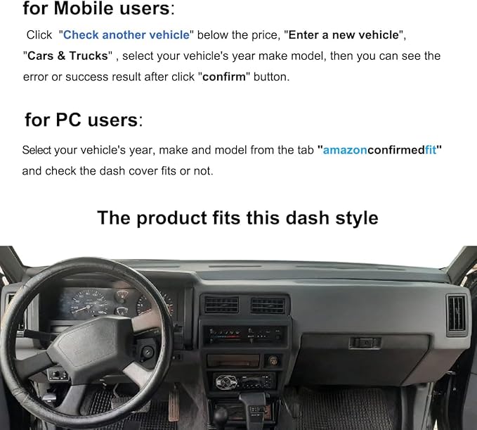 Dash Cover Mat Custom Fit for Nissan Pathfinder D21 Hardbody Pickup Truck 1986-1993, Dashboard Cover Pad Carpet Protector (Dark Gray) F77