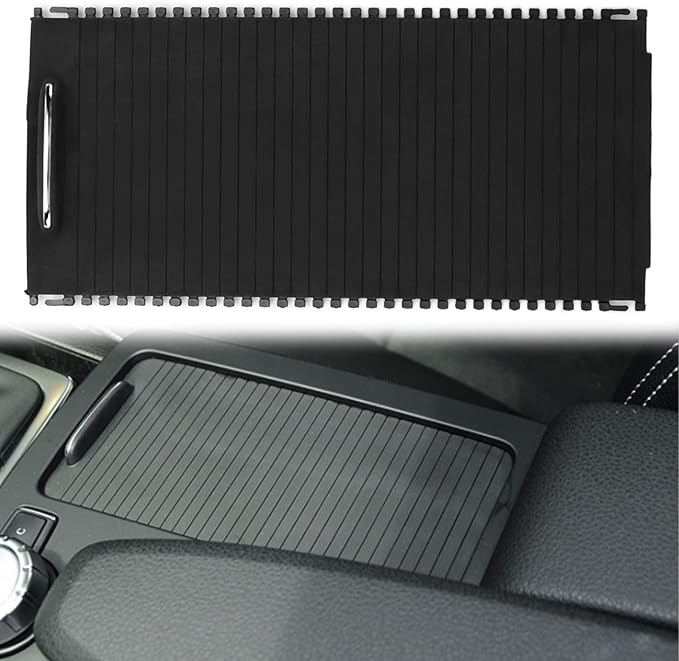 Center Console Roller Blind,Center Console Slide Roller Cup Holder Blind Cover A20468076079051 Replacement for Benz W204 W212(Black)