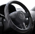 Elantrip Sport Leather Steering Wheel Cover 14 1/2 inch to 15 inch Universal, Padded Soft Grip Breathable for Car Truck SUV Jeep, Anti Slip Odorless Black
