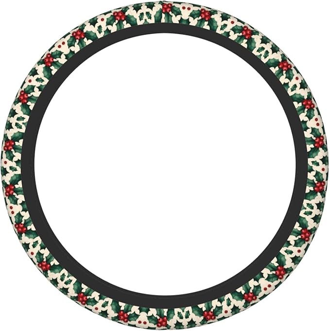 Christmas Pattern Print Neoprene Steering Wheel Covers Women Men Car Accessories, Universal 15 Inch Fit Auto, Suvs, Truck