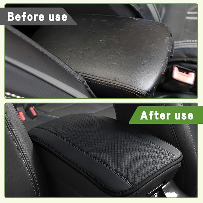 Car Center Console Armrest Pad, 12.6X 7.2 Inch PU Leather Waterproof Auto Armrest Seat Box Cover Protector, Car Center Console Cover, Universal Car Interior Accessories for Cars, Trucks, SUVs