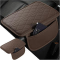 Car Center Console Cover, Leather Vehicle Arm Rest Protection Cushion with 2 Side Storage Bags, Auto Interior Armrest Storage Box Pad Accessories, Universal for SUV, Sedan, Truck (Coffee)