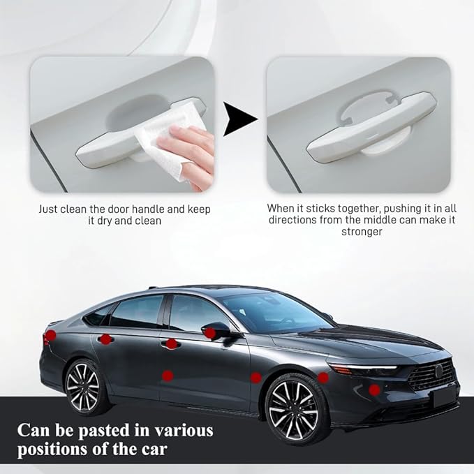 8PCS Car Door Handle Scratch Protector, Door Handle Protectors for Vehicles, Car Transparent Anti-Scratch Protection Film, Universal Waterproof Automotive Accessories Fit for Most Cars (8PCS)