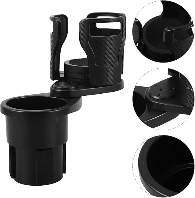 Car Cup Holder Expander 2-in-1 Rotating Drink Holder with Food Tray Multifunctional Attachment for Water Bottles in Vehicles
