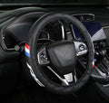 Black Leather Steering Wheel Cover,Elastic Breathable Design,Universal 14-15 Inch Compatible with Chevy RS Camaro Equinox Blazer Car Accessories