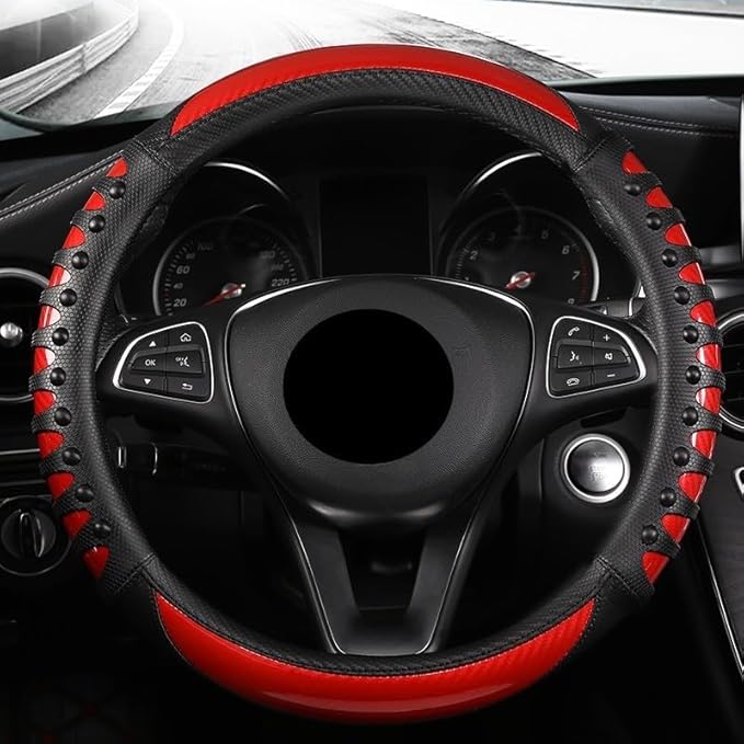 Steering Wheel Cover For Women And Men,Carbon Fiber Steering Wheel-Anti-Slip, Scratch-Resistant, Current Fit For 14–16 Inch Wheels Fit For Most Cars(42CM Blue)