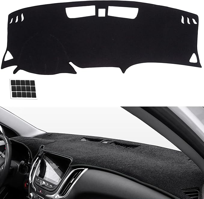 TUCAREST Dash Cover Fit for 2018 2019 2020 2021 2022 Ch-Evy Equinox Nonslip Car Dash Board Mat Sunshade No-Glare and Slip Pad Carpet Sunshield Protector (Not Fit w/HUD Models) Flannel Black