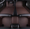 Custom Waterproof Leather Car Floor Mats Fit for Most Car SUV Truck & Sportscar All Weather Protection Vehicles (Brown Stripe)