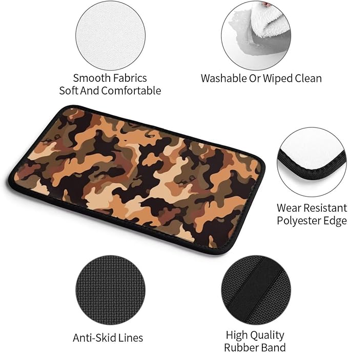 Camouflage Car Center Console Cover Brown Camo Universal Waterproof Armrest Seat Box Cushion Protector, Comfortable Car Decor Accessories Fit for Most Cars, Vehicles, SUVs