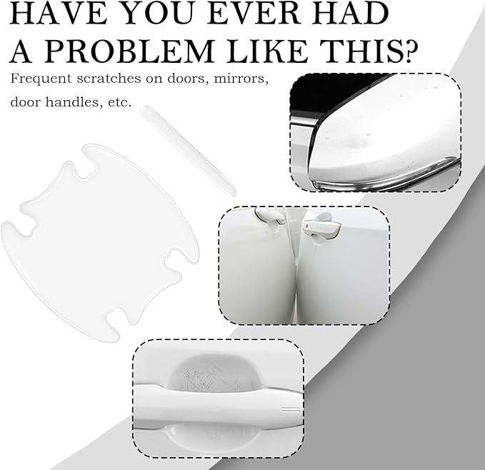 8PCS Car Door Handle Protector with Sport Word,Stylish PVC Car Door Handle Scratch Protector for Avoiding Scratch,Universal Cars Handles Protectors Cars Exterior Accessories (Transparent)