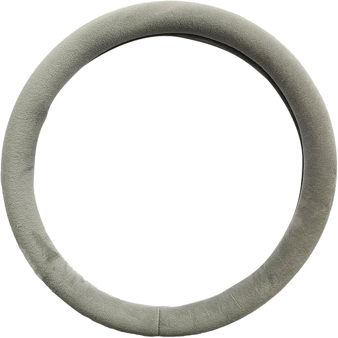 Fluffy Steering Wheel Cover, Short Plush Auto Accessories for Men and Women with Inner Ring Universal 15 Inch (Grey)