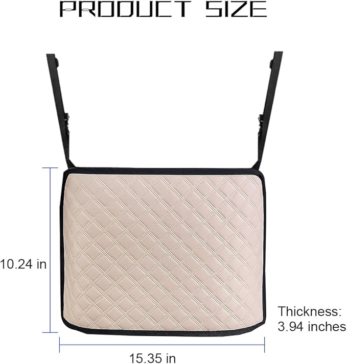 Car Handbag Holder Between Seats, Leather Large Capacity Front Seats Organizer Pocket, Automotive Purse Holder Storage Bag with Buckle Straps, Universal for SUV RV Truck (Khaki)