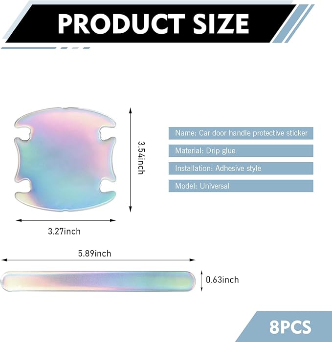 8 PCS Car Door Handle Protector Stickers, Anti-Scratch Door Bowl Paint Guard Stickers, Self-Adhesive Car Doors Paint Protective Film, Universal for Most Cars (Multicolored)