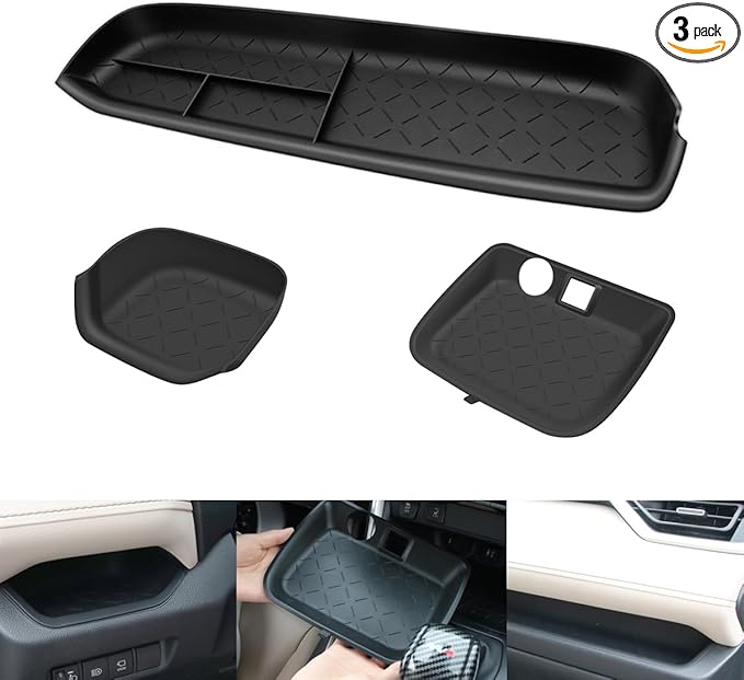 HZCZLO Organizer Tray Compatible with Toyota RAV4 2023 2022 2021 2020 2019 Accessories Passenger Storage Insert Mat,Storage Insert Mat Storage Organizer for Toyota RAV4 3Pcs