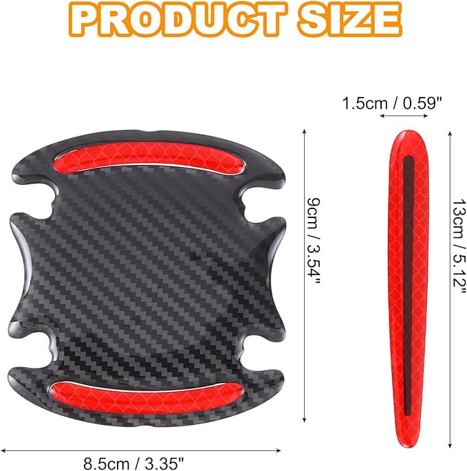 PATIKIL Car Door Handle Sticker, 8Pcs Carbon Fiber Anti-Scratches Vehicle Door Cup Protector Auto Door Handle Protective Film for Cars Trucks RV SUV, Red