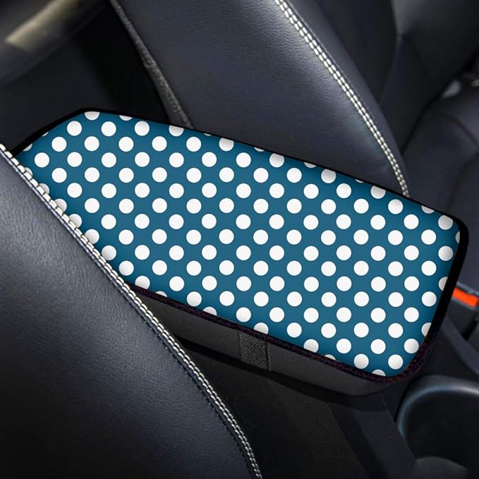 Polka Dot Soft Surface Fashion Auto Car Center Console Armrest Cushion Cover Pad Universal Size for Most Sedan Truck SUV Seat Box