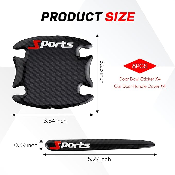 Hovom 8PCS Car Door Handle Protector, Sports Car Door Handle Bowl Sticker, Anti-Scratch Auto Doors Handles Paint Guard Cover, Vehicle Doors Handles Cup Stickers Scratch Protector (Carbon Fiber Black)