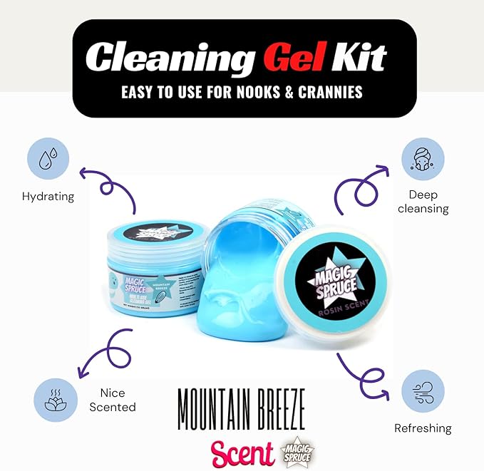 Magic Spruce Car Cleaning Gel Detailing Putty Interior Cleaner 2 Pack Car Slime Pc Laptop Computer Detail Tools Cleaning Accessories Stocking Stuffers for Men Women for Gifts for Men Women