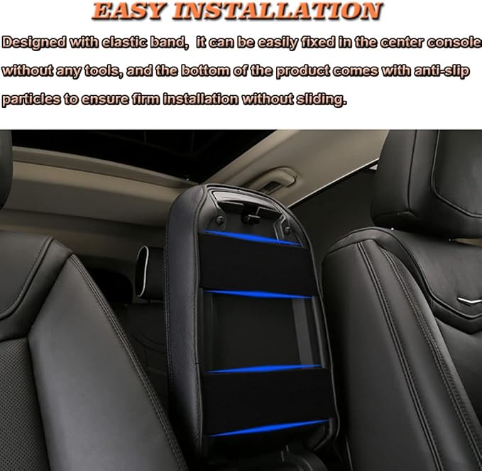 BOYOUS Car Armrest Cover Waterproof Center Console Pad Covers Scratch Resistance Leather Protector Interior Decoration Accessories Fit for Cadillac XT5 2016-2025 XT6 2020-2025（Black Stitches）