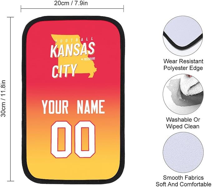 Custom Football Car Armrest Covers Universal Auto Center Console Pad Car handrail Box Cushion Personalized Add Name & Number Fans Gift Fit Suit for SUV Truck Sedan Van