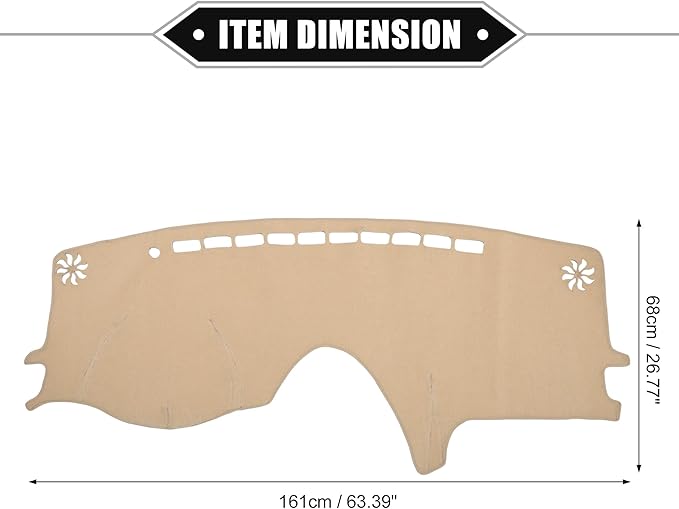 Car Dashboard Cover Mat Compatible for Toyota Sienna 2004-2010, Protective Polyester Beige Center Console Interior Trim Dash Board Mat