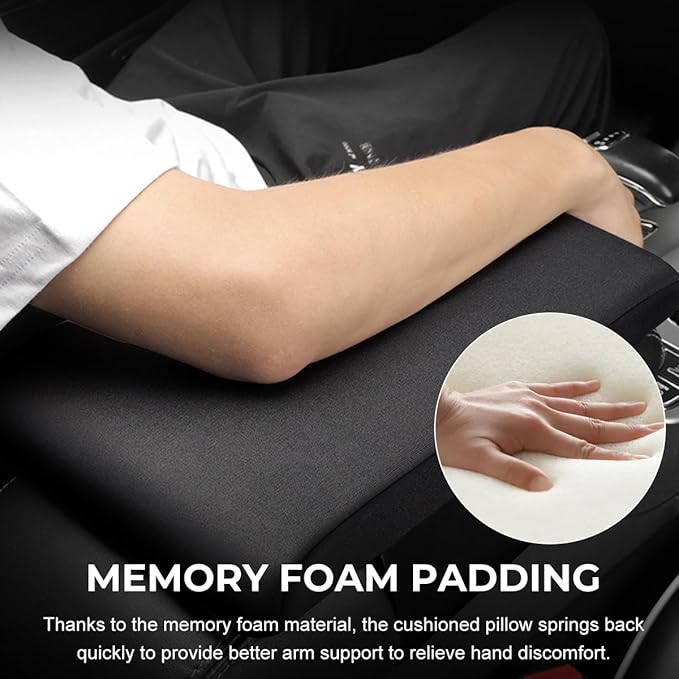 Car Center Console Pad, Memory Foam Center Console Cover Automotive Armrest Cushion, Soft Breathable Vehicle Arm Rest Seat Box Cover Protector, Interior Car Accessories