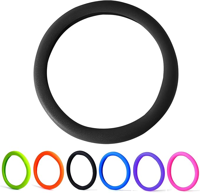 30% Thicker Universal Stretchy Silicone Steering Wheel Cover for 14” 15” 16” Wheels - Anti-Slip Grip & Enhanced Control for Men & Women, All Weather Protection (Black)