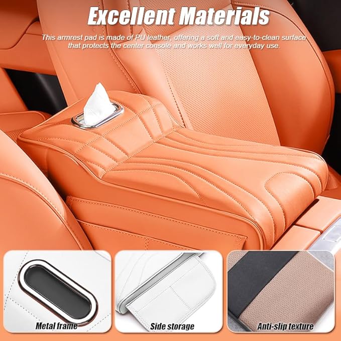 Car Armrest Cushion for Jeep Grand Cherokee L 2024 2023 2022, Car Middle Center Console Cover with Storage Bags and Tissue Box, Auto Interior Armrest Protector Pad,A Black