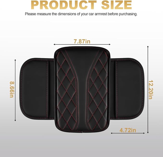 Center Console Cover Fit for Venza Scratch & Wear Resistant Waterproof Middle Console Cover with 2 Storage Bags(Black&Redline)