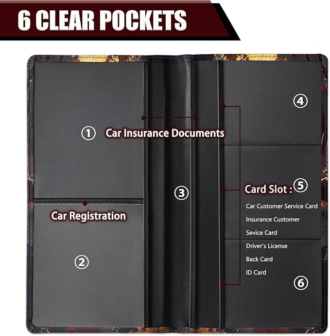 Car Document Holder with Magnetic Shut, Car Registration and Insurance Card Holder, Vehicle Glove Box Organizer Documents, Driver License, Auto Paperwork Organizer Wallet, Woodpecker In The Sun